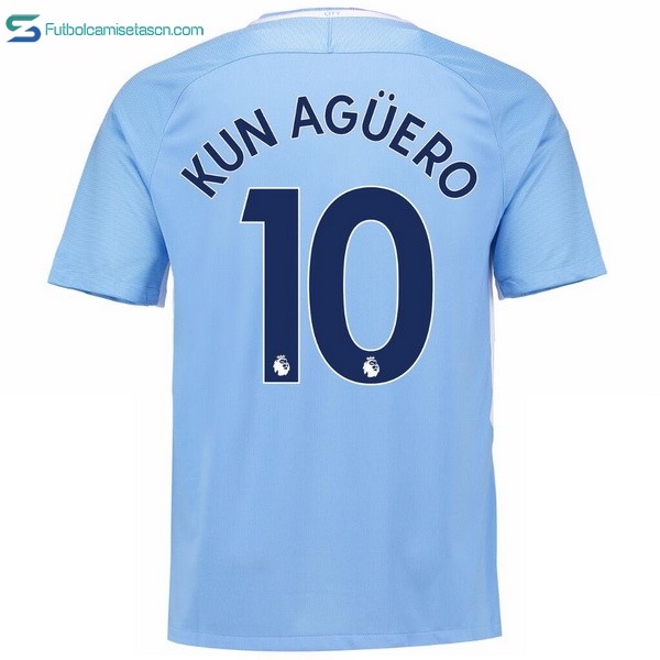 Camiseta Manchester City 1ª Kun Aguero 2017/18